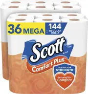 Scott Comfortplus Toilet Paper, 36 Mega Rolls, 425 Sheets per Roll, Septic-Safe