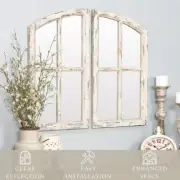 Farmhouse Mirror Arched Shabby Chic Coastal Distressed Windowpane Vintage Style
