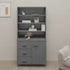 Highboard "HAMAR" Solid Wood Pine Dark Grey vidaXL