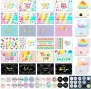 24 Pack Foiled 6X4In Assorted Rainbow Thank You Cards with Envelopes and Sticker