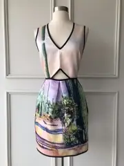 alice mccall : cactus print front cut out mini dress size: 12 -NEW-