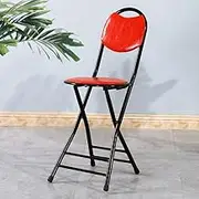 Padded Seats Folding Stool, Foldable Breakfast Chair with Backrest, Portable Reading Chair for Dorm, Kitchen, Vanity, Church and Outdoor(Black+Red)