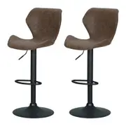 Set of 2 Fremantle Bar Stools - Brown
