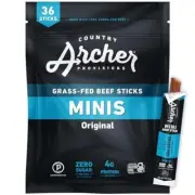 Country Archer Mini Beef Jerky Sticks - Grass Fed Beef Sticks Individually Wr...