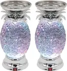 9.5" Pineapple LED Color Changing Shine Candle Holder Lamp Kid Silver Pack of 2