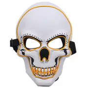 LED Halloween Scary Glow Skeleton Mask Cosplay Party Costume Supplies Yellow