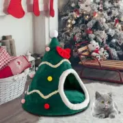 Christmas Tree Dog Cat Pet Bed Green Hut Pop Up Hideaway Warm Cave Tent House
