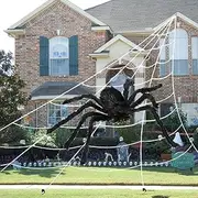 Halloween Giant Spider Decoration, 200" Web + 59" Fake Spider for Indoor Outdoor Home Costumes Party Haunted House Garden Ghost Yard Decor