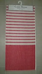Classic Designs Country Weave Table Runner 18x80 Holidays Red & White Stripe NEW