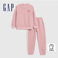在飛比找蝦皮商城優惠-Gap 女童裝 Logo印花圓領長袖長褲家居套裝-粉色(86