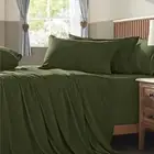 Extra Deep Pocket Cal King Size Sheets Set, 6 Pieces Soft Olive Green Sheets 18-
