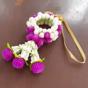 GARLAND CLAY AMARANTH JASMINE CROWN FLOWER DELICATE CRAFTED BUDDHA WORSHIP #1