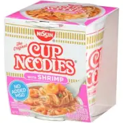 Nissin Cup O' Noodles Shrimp Ramen 2.25 oz x 6 Cups ~ 9/2025