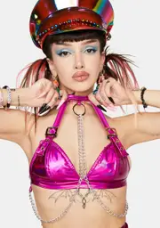 [Roma] Fuschia Holo Chain Bra Top
