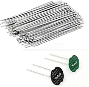 100P Garden Pins Landscape Pins, Sturdy U-Shaped 10CM Heavy-Duty Galvanized Garden Pins Yard Ground Stakes Tent Pegs, for Securing Weed Barrier Fabric, Artificial Turf, Lawn, Weed Block, and Netting