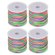 4 Rolls Nylon Beading Thread Knotting Cord 0.8mm 50 Yards Satin String, Colorful