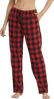LANBAOSI Flannel Pajama Pants Women with Pockets & Drawstring Comfy Plaid Lounge Pants Casual Stretch Cotton Sleepwear Bottoms Soft Pj