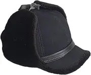 [keusyoi] Winter Leather Hat Men Fur Wool Hat Warm Thick Earflaps Bomber Hats Men's Baseball Cap Russian Hat, Dark Brown, 59cm