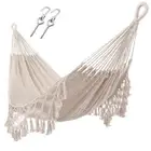 ZEAN Handwoven Hammock with Tassels by Thick Cotton Rope XL Two Person Hammoc...