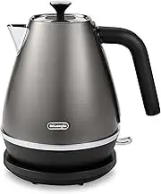 De'Longhi Distinta Titanium KBIN2001.TB, Electric Kettle, 360° Swivel Base, Water Level Indicator, Cord Storage, Anti-Scale Filter, Detachable lid, 1.7 L, 2000W, Titanium Black
