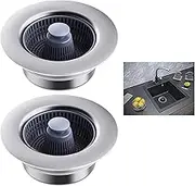 Kitchen Sink Strainer, 3 in 1 Kitchen Sink Plug, 2 Pcs Drain Stopper, Sink Strainer Plug, Stainless Steel Pop-Up Sink Stopper & Drain Strainer for Standard Drains, Ideal Drain Cover for Kitchen Sink