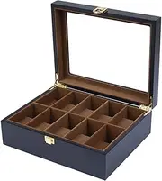 [ZLMHKZ] 10 Slot Watch Box Jewelry Display Wooden Watch Organizer for Men and Women with Glass Display