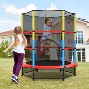 Costway55 Inches Kids Trampoline with Safety Enclosure Net