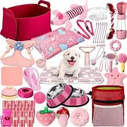 Abbylike 50 Pcs Puppy Starter Kit for Small Dogs Essentials Includes Leash, Bowls, Teeth Brushes, Water Bottle, and More Puppy Accessories for Dogs Welcome Gift Supplies(Female)