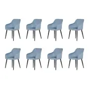 Familand Dinging Chairs Set of 8 Padded Seat Kitchen Living Room Chair Velvet in Blue