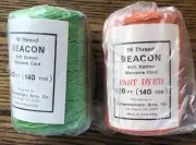 Lot of 2 Vintage BEACON 18 Thread Soft Cotton Macrame Cord Spools 140 yards each