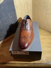 Stacy Adams Men shoes 9M Cognac Garrison Wingtip Leather Oxford Memory Foam