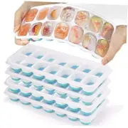 Ice Cube Trays 4 Pack, Easy-Release & Flexible 14-Ice Cube Trays with Spill