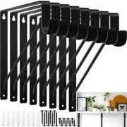 8 Pcs Heavy Duty Closet Rod Brackets Bulk Black Shelf with Support Holder