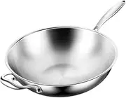 Stainless Steel Pan Without Coating Round Bottom Frying Pan Gas Stove Flat Bottom Induction Cooker
