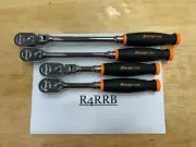 Snap-on Tools USA NEW 4PC 3/8" Drive ORANGE Soft Grip Flex & Fixed Ratchet Set