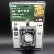 Outdoor 24 Hour Heavy Duty Timer 48 Settings 2-Outlet NEW SEALED Prime #0155550