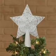 Star Tree Topper in White Tin - 9 inch
