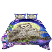 Flowers and Moonlight Owls Coverlet
