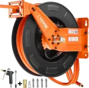 Premium Steel Retractable Air Hose Reel with Dual Arm, 3/8"X65Ft Hybrid Polymer