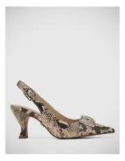 [Wittner] Letty Snake Print Leather Slingback in Black