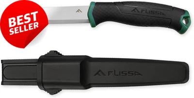 Bushcraft Knife, Fixed Blade Knife with Nylon Sheath, Stainless Steel Blade, Ide
