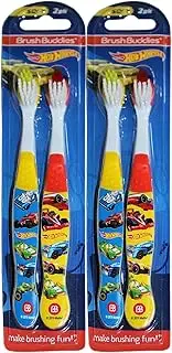 Brush Buddies Hot Wheels Toothbrush Set 4 Toothbrushes Childrens Soft Bristle