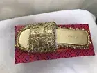TORY BURCH Double T Burch Slide In Gold/Gold Size 5 Spring Summer NEW