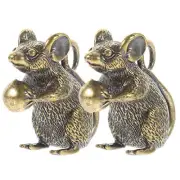 2 Pcs Trinket Rat Charm Office Decoration Zodiac Pendant Mother