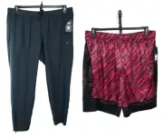 Russell AND1 Mens Lot 2 Black Burgundy Activewear Shorts Pants Size 2XL NEW
