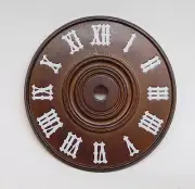 Cuckoo Clock Dial 4 3/8" Diameter Brown Wood With White Numerals NEW 110 mm