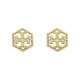 【TORY BURCH】TORY BURCH MILGRAIN HEX經典雙T滾邊圓珠六角形穿式耳環(金)