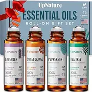Classics Essential Oil Roller Set - Lavender, Tea Tree, Sweet Orange, Peppermint Essential Oil Rollerball - Easy Application, Pre-Diluted, Kid Safe - Leak-Proof Metal Rollerball - No Diffuser Needed!