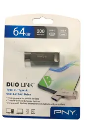PNY 64GB Duo Link USB 3.2 Flash Drive Type-C & Type-A read speeds up to 200MB/s