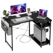 40" Small Computer Desk Reversible L Shaped Desks Gaming Desk with Outlets,